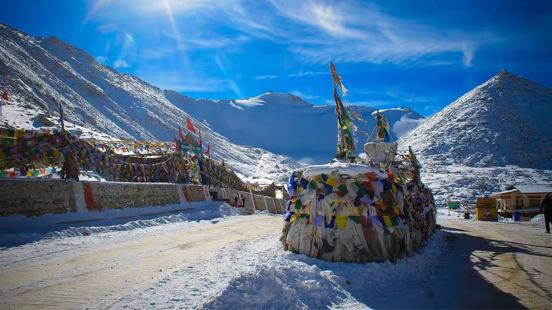 Winter landscape of Ladakh with snow-covered mountains